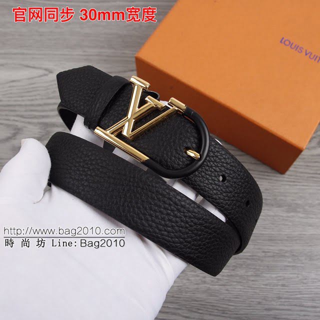 LV新款皮帶 路易威登雙面牛皮荔枝紋腰帶  jjp1837